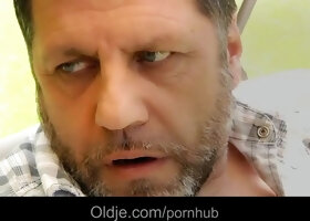 Mature Man Pounds Tattooed Teen in Public