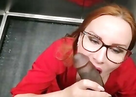 MILF SUCKED OFF IN AN ELEVATOR