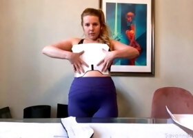 Horny big boobed fat chubby busty blonde