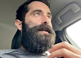 Hairy Hunk GuyWoof Strokes Cock in His Car