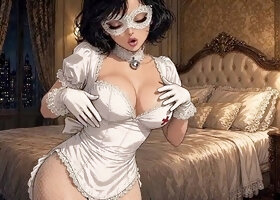 Shorts, fishnet stockings, cat
