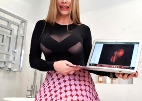 Horny busty blonde babe with big boobs