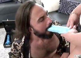 Skylar Snow takes care of her client Mason Lear! The busty blonde lets him suck on her strap on