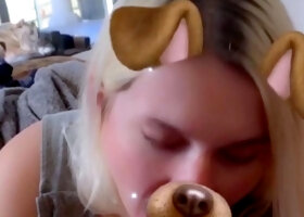 Amateur Blonde Blowjob handjob Huge Facial