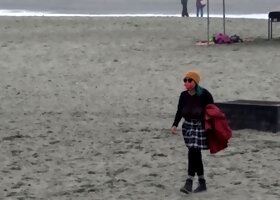 Busty amateur blonde banged in public outdoor